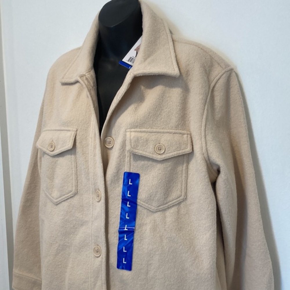 HILLARY RADLEY Cream Button Up Jacket Size Large - Picture 4 of 7